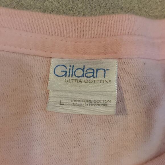 Graphic Gildan Ultra Cotton Shirt Women's Size Large Pink Short Sleeve Tee - Picture 4 of 6
